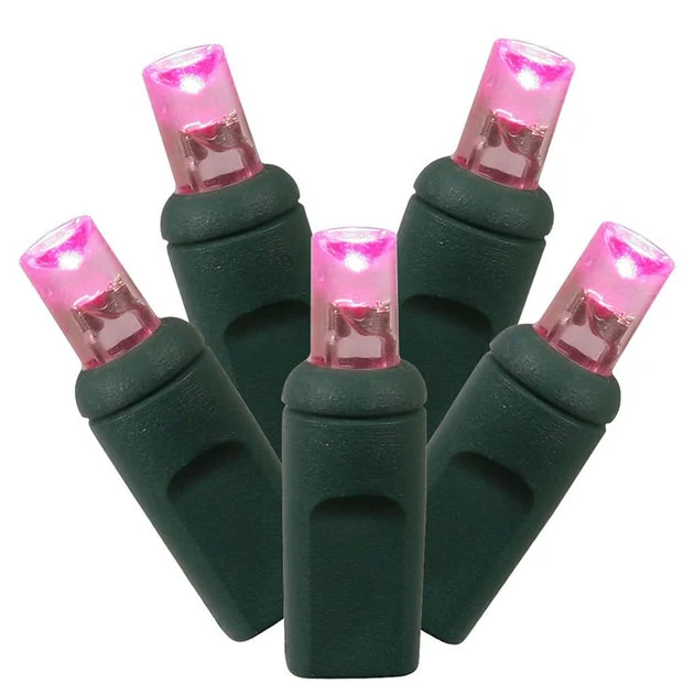 100-Count Pink Wide-Angle LED Christmas Light Strand on 34' Green Wire
