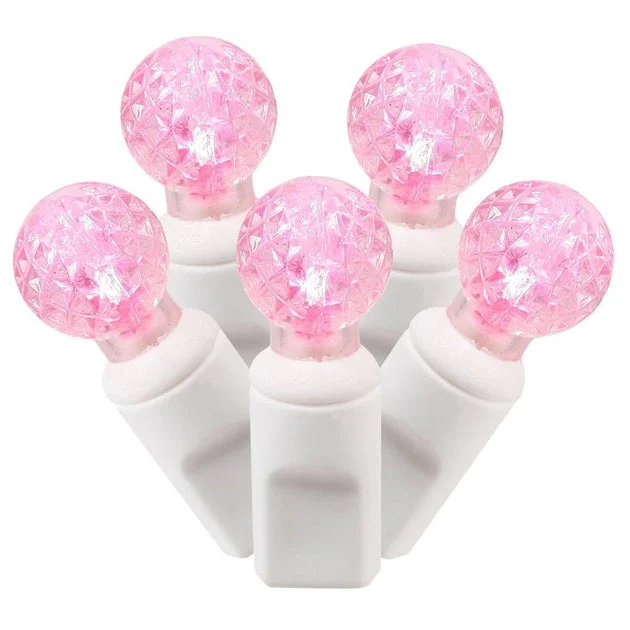 100-Count Pink G12 LED Christmas Light Strand on 34' White Wire