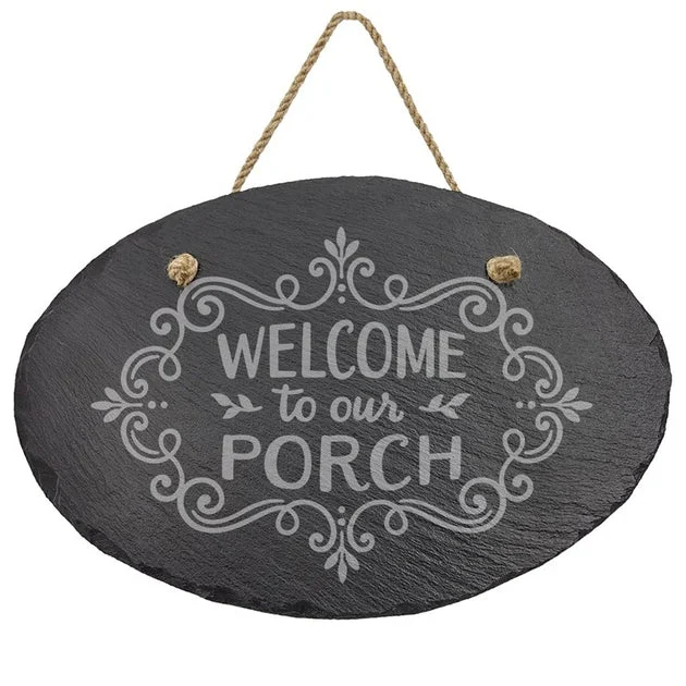 Welcome to Our Porch Oval Slate Decor