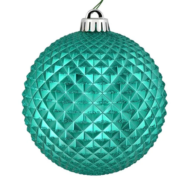 6" Teal Durian Glitter Balls 4 Per Bag