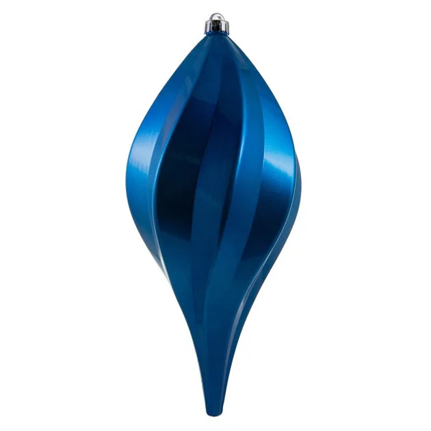 8" Blue Candy Swirl Drop Christmas Ornaments 3 Per Bag