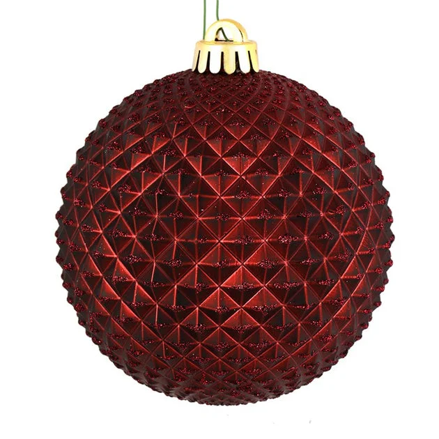 6" Burgundy Durian Glitter Balls 4 Per Bag