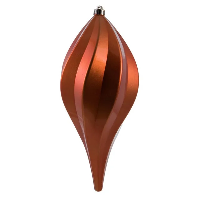 8" Burnished Orange Candy Swirl Drop Christmas Ornaments 3 Per Bag