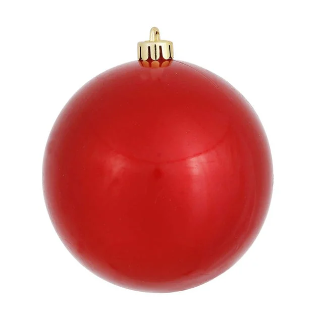 6" Red Candy Ball Ornaments 4-Pack