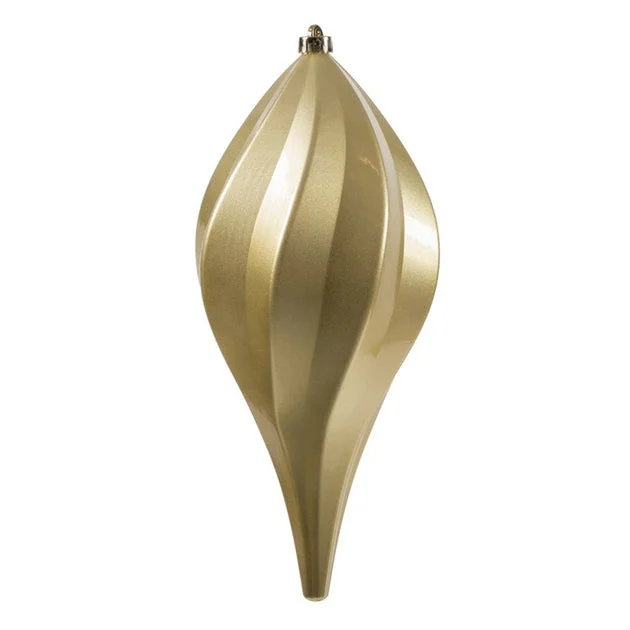 8" Champagne Candy Swirl Drop Christmas Ornaments 3 Per Bag