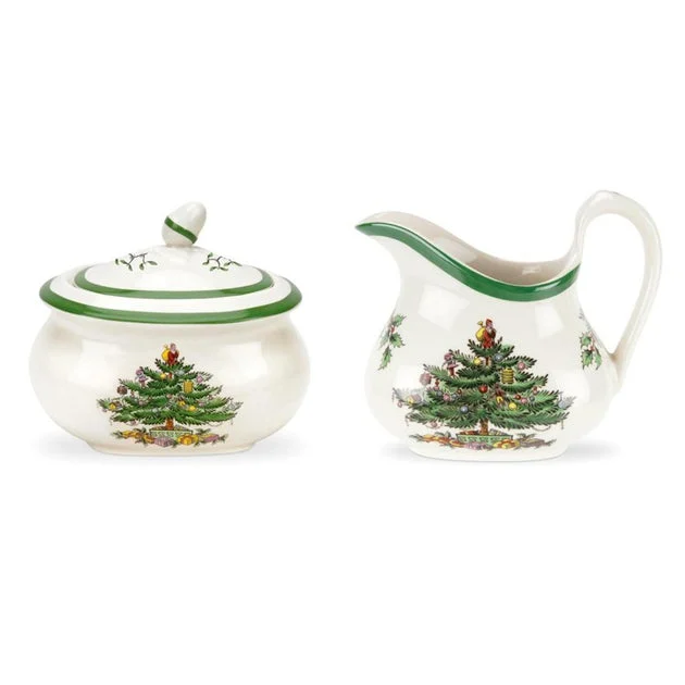 Spode Christmas Tree Sugar Bowl & Creamer Set