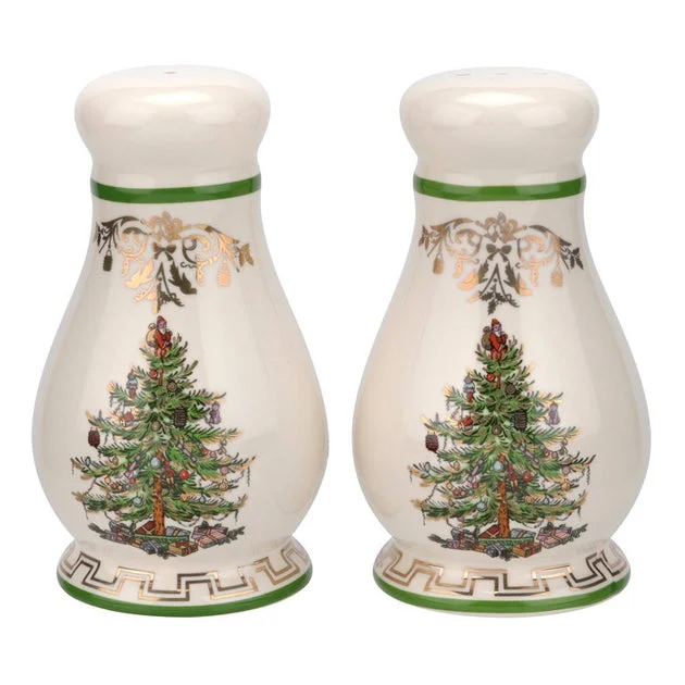 Spode Christmas Tree 4" Gold Salt and Pepper Shaker