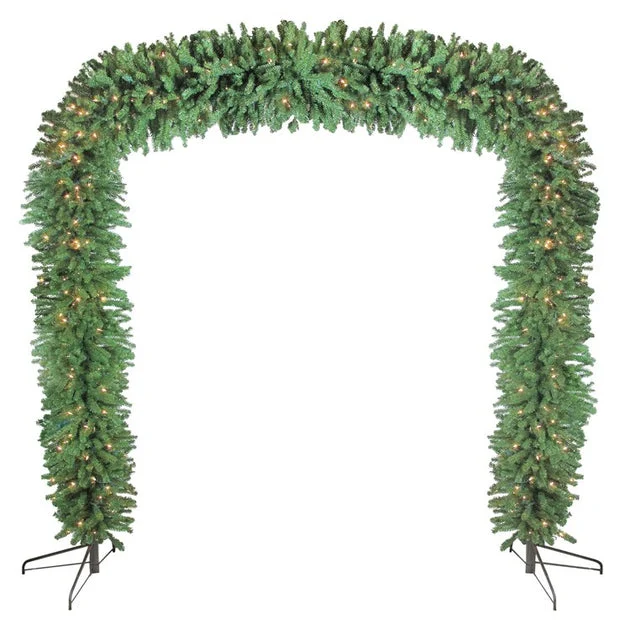 9' x 8' Pre-Lit Pine Artificial Christmas Archway Decoration - Clear Lights
