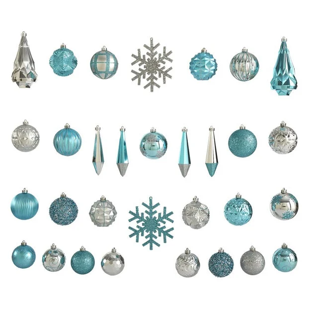 52-Count Holiday Shatterproof 80-150mm Christmas Tree Ornament Box Set with Reusable Tray