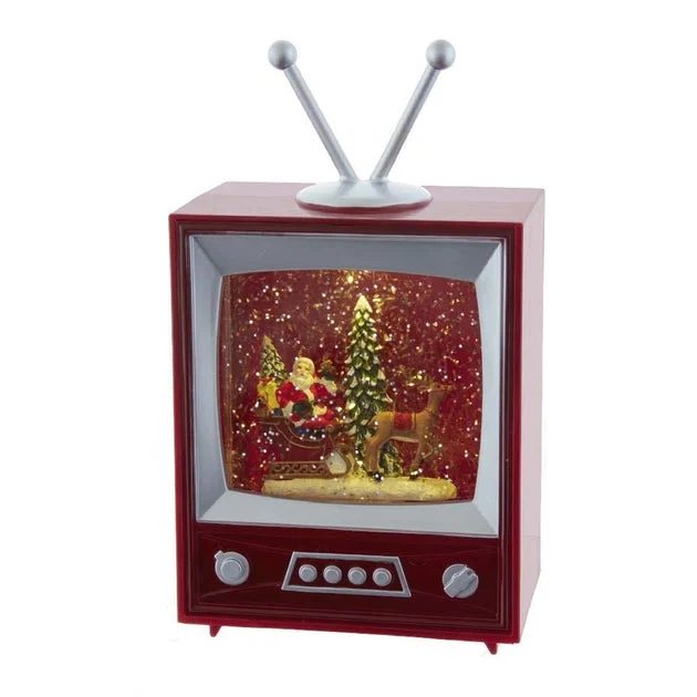 8.5" Battery-Operated Musical Water TV with Santa and Sleigh