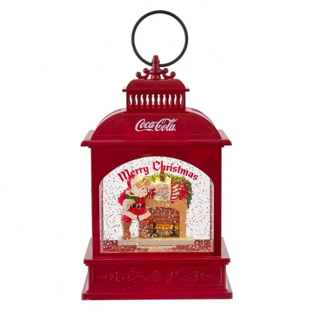 9" Battery-Operated LED Coke Santa Lantern