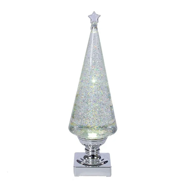 14" Battery-Operated Clear and Silver Lava Light Tree