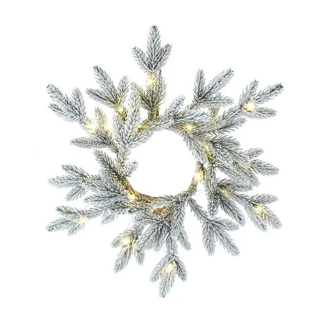 18" 20-Light Battery-Operated LED Flocked Pine Wreath