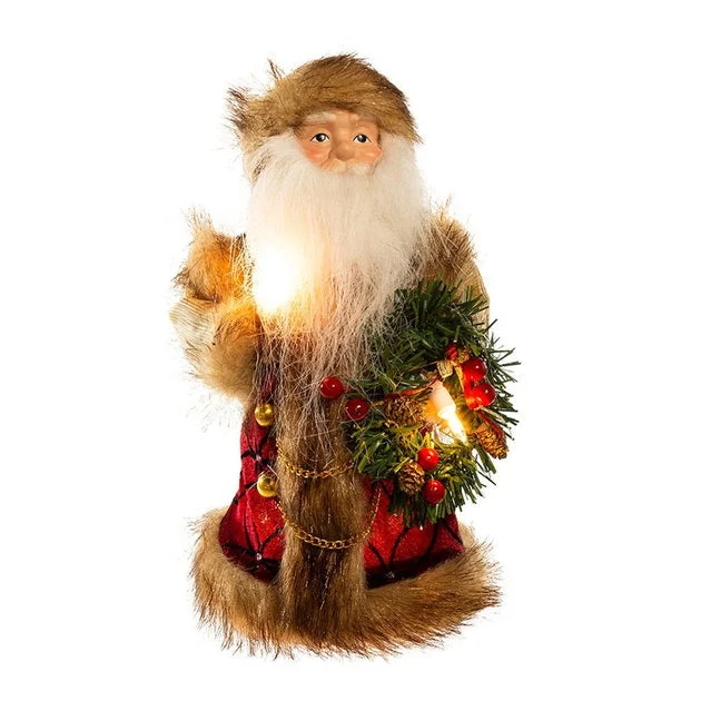 10" 10-Light Burgundy and Brown Santa Tree Topper