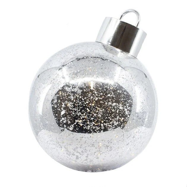 200mm Battery-Operated Plastic LED Silver Ball Table-Piece