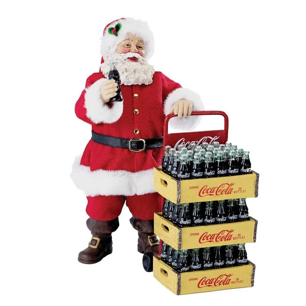 10.5" Coca-Cola Santa with Delivery Cart Set of 2-Pieces