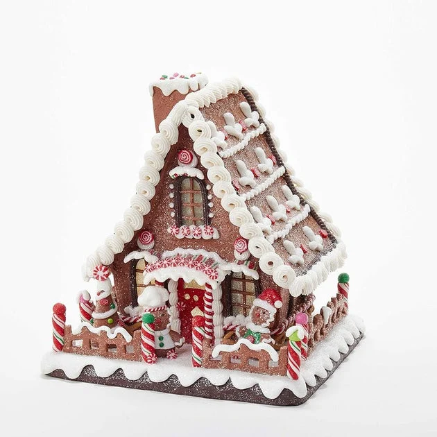 10" Gingerbread House, LED Cordless