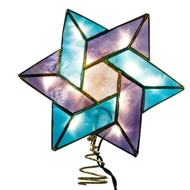 10-Light 8.5" Capiz Color Star of David Tree Topper