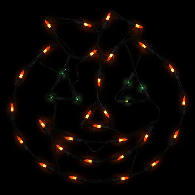 14" Lighted Jack-o'-Lantern Halloween Double Sided Window Silhouette Decoration