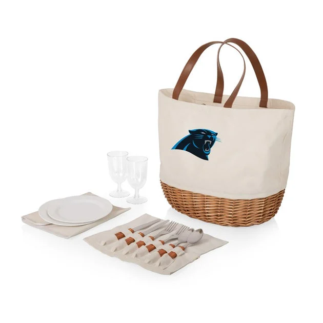 Promenade Picnic Basket (Beige Canvas) - Carolina Panthers