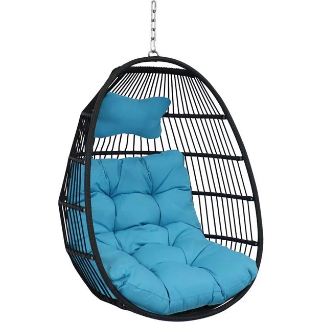 Julia Hanging Egg Chair with Cushions - Blue