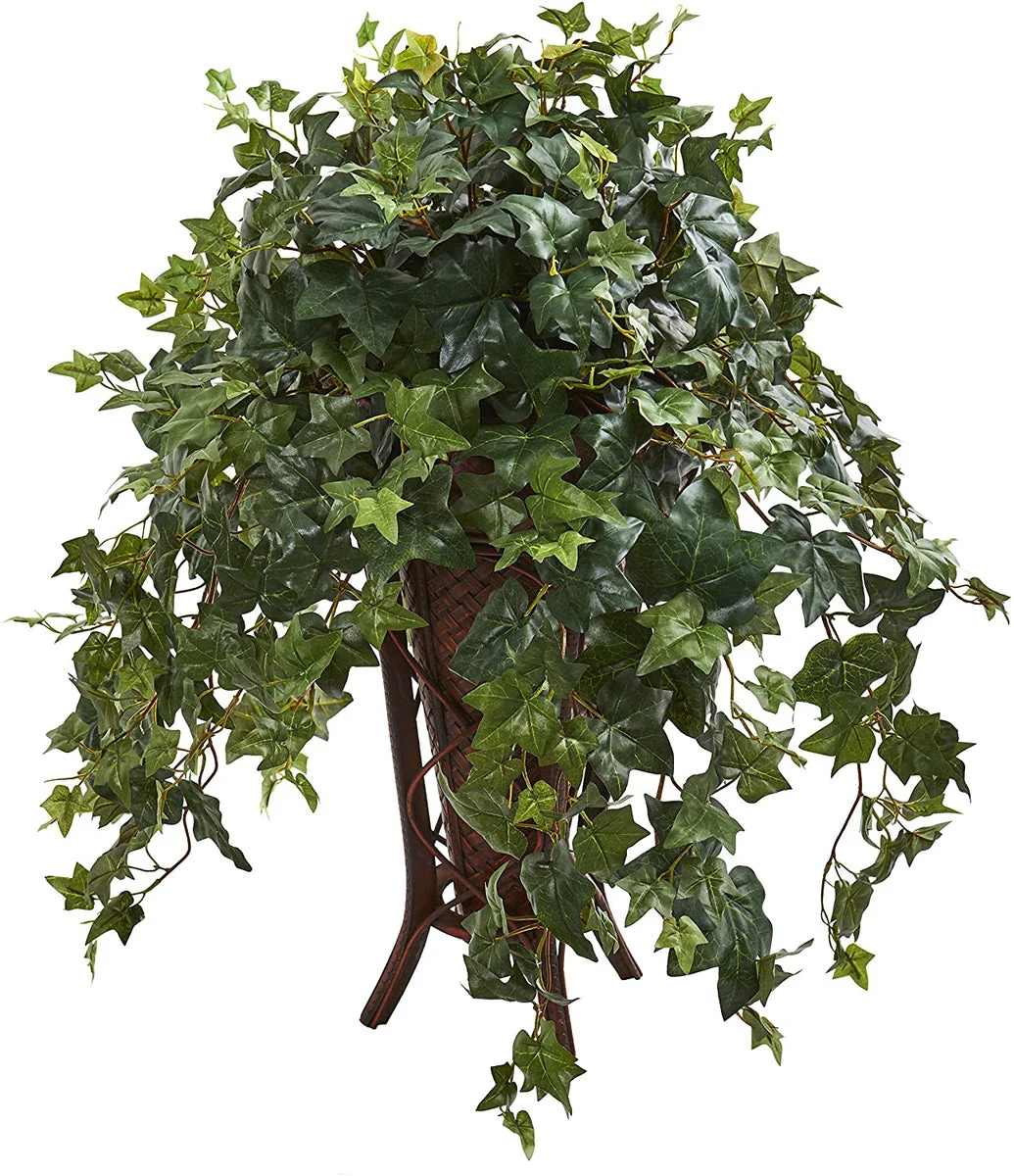 Nearly Natural 8239 34" Artificial Green Ivy Plant in Stand Planter