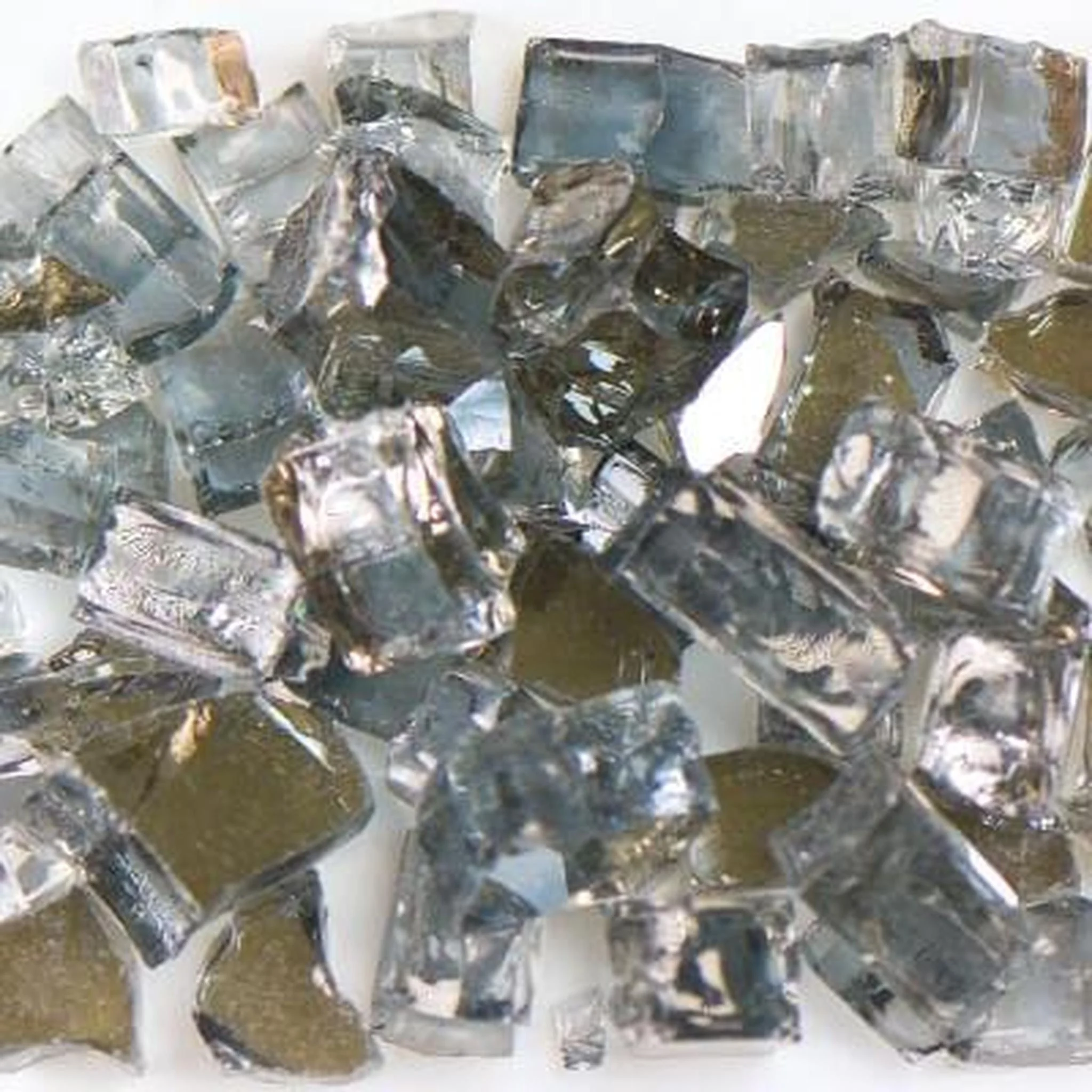American Specialty Glass Gray Tempered Reflective Size 2 Fire Glass - 10 Lbs. Bag