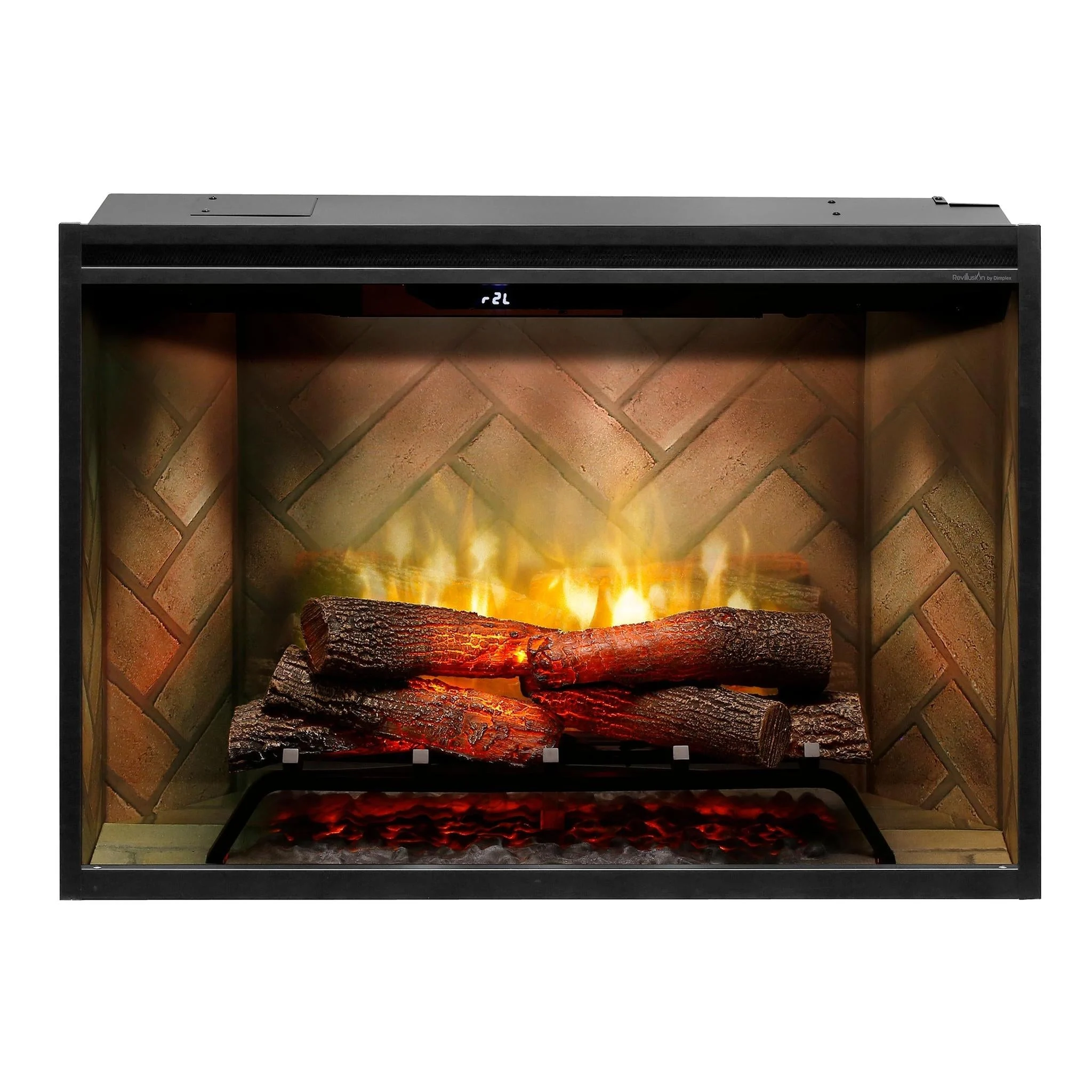 Dimplex Revillusion 36" Herringbone Brick Built-in Electric Firebox With Glass Pane and Plug Kit