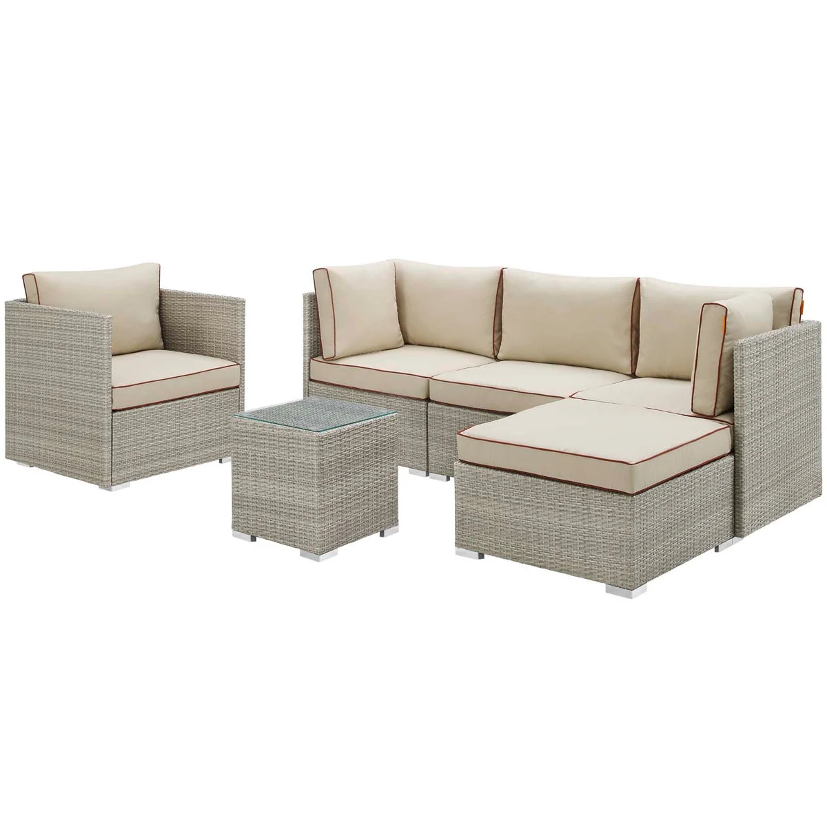 Modway Repose 6 Piece Outdoor Patio Sectional Set