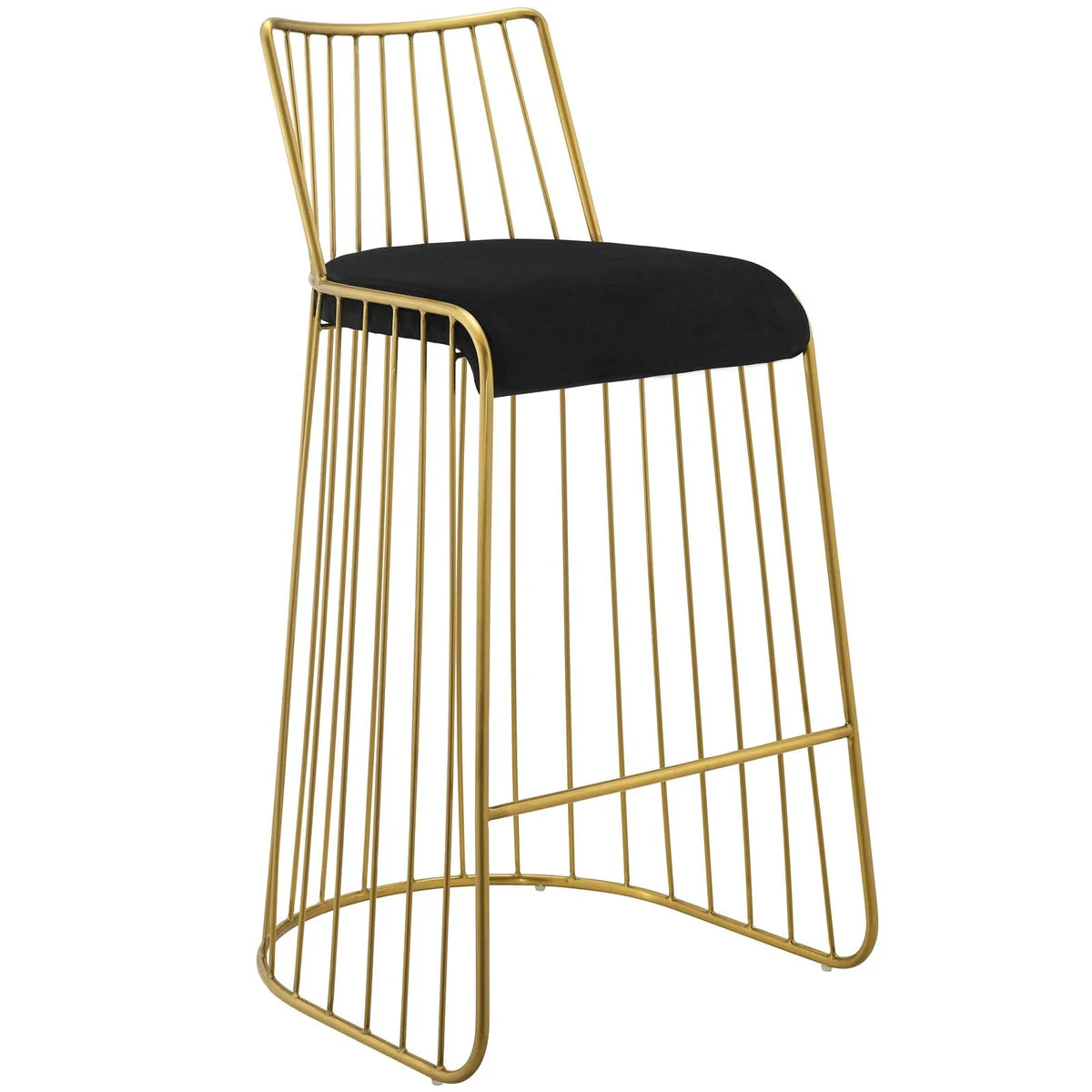 Modway Rivulet Gold Stainless Steel Performance Velvet Bar Stool