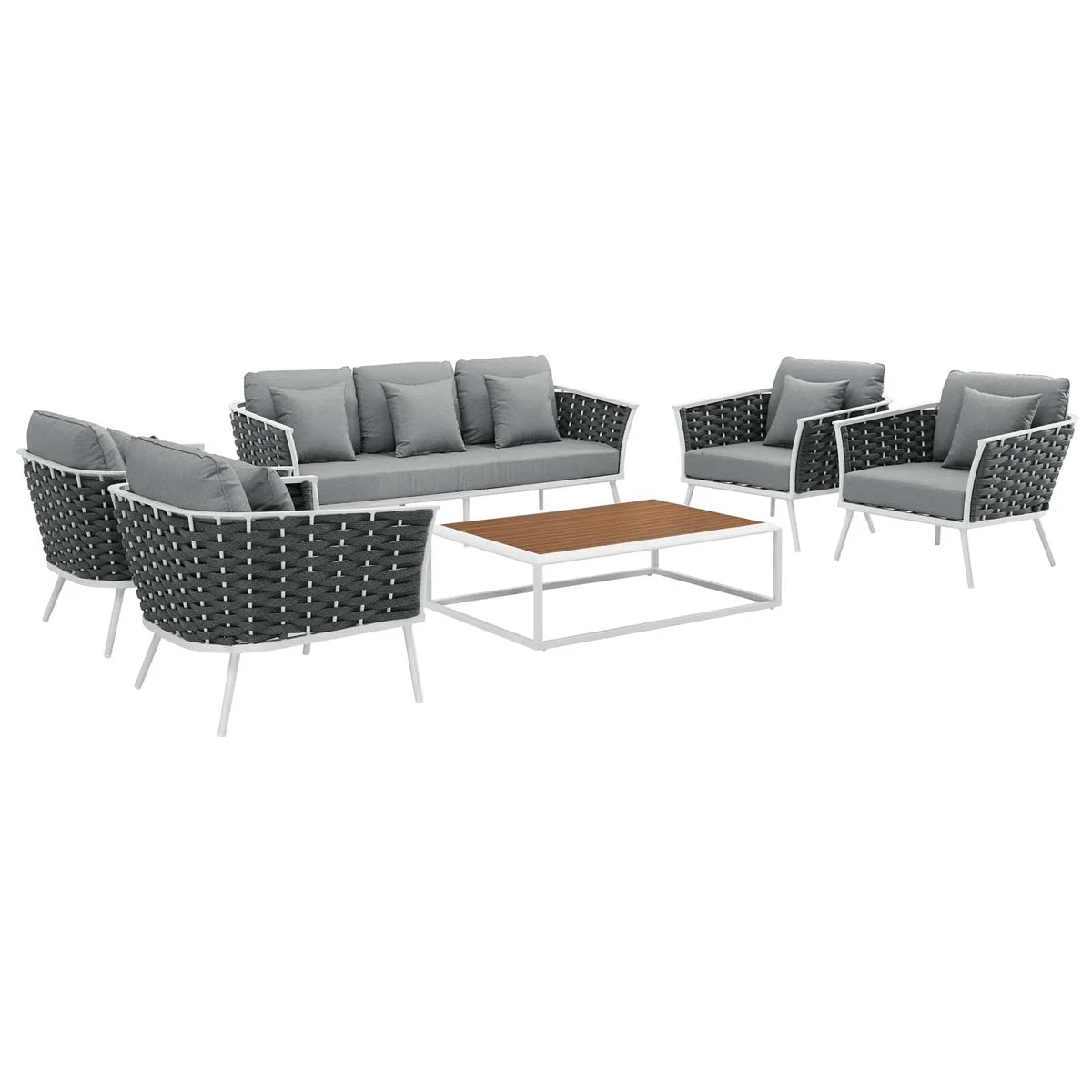Modway Stance 6 Piece Outdoor Patio Aluminum Sectional Sofa Set