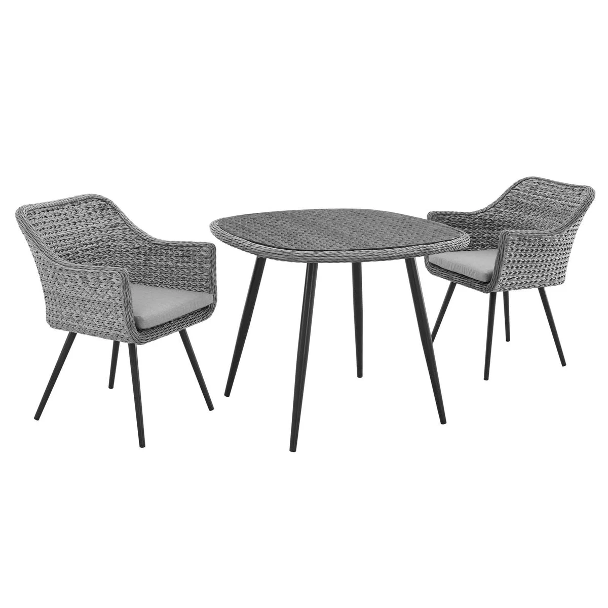 Modway Endeavor 3 Piece Outdoor Patio Wicker Rattan Dining Set