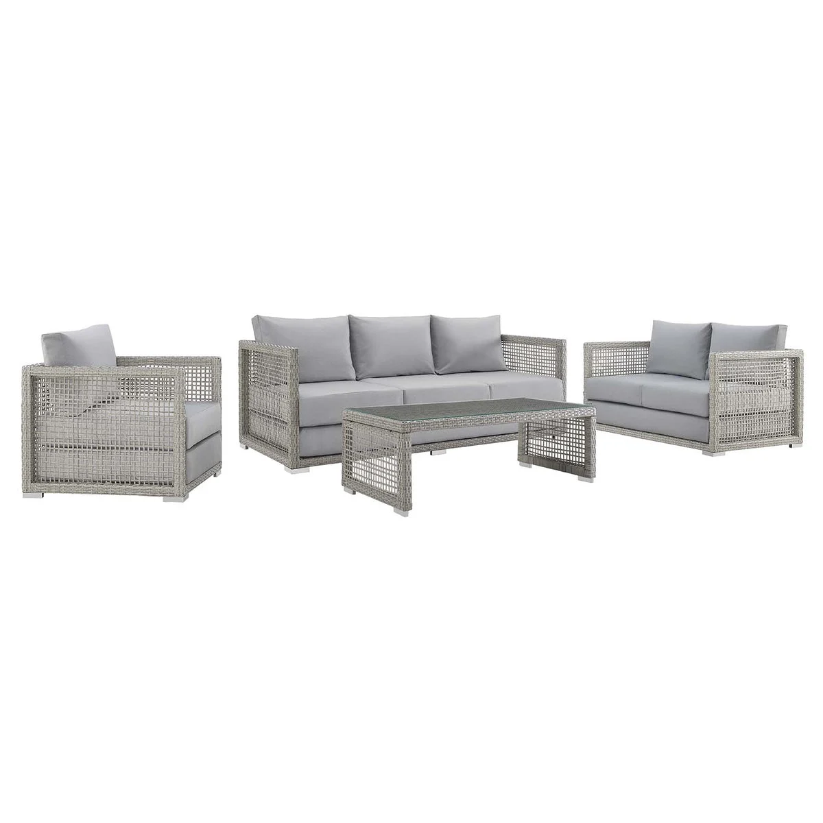 Modway Aura 4 Piece Outdoor Patio Wicker Rattan Set