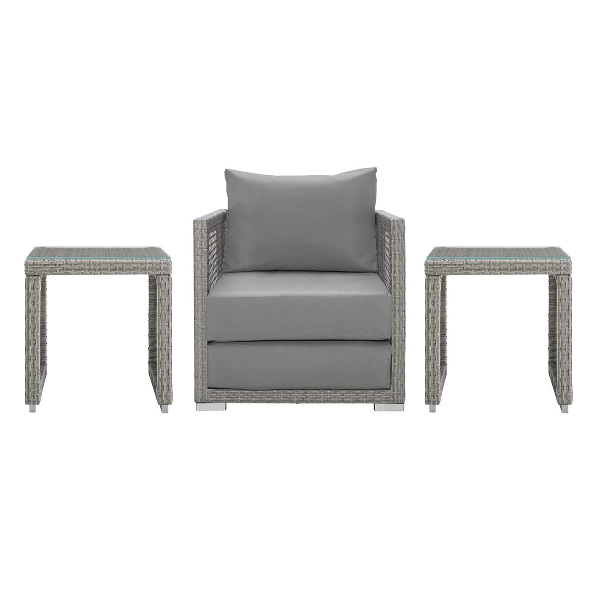 Modway Aura 3 Piece Outdoor Patio Wicker Rattan Set