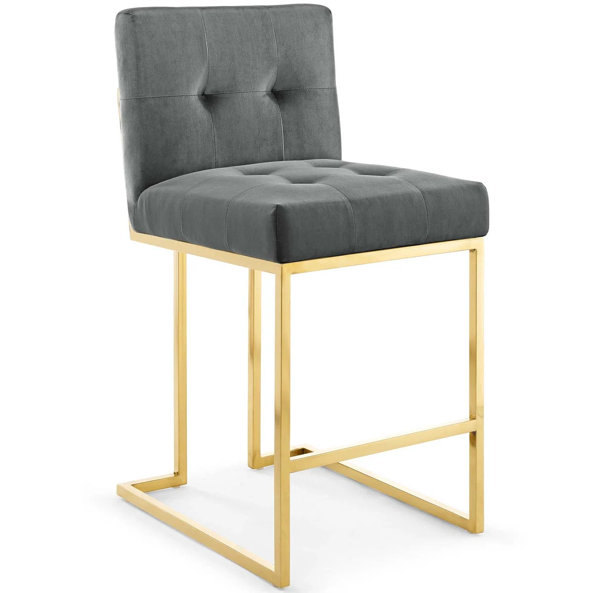 Modway Privy Gold Stainless Steel Performance Velvet Counter Stool