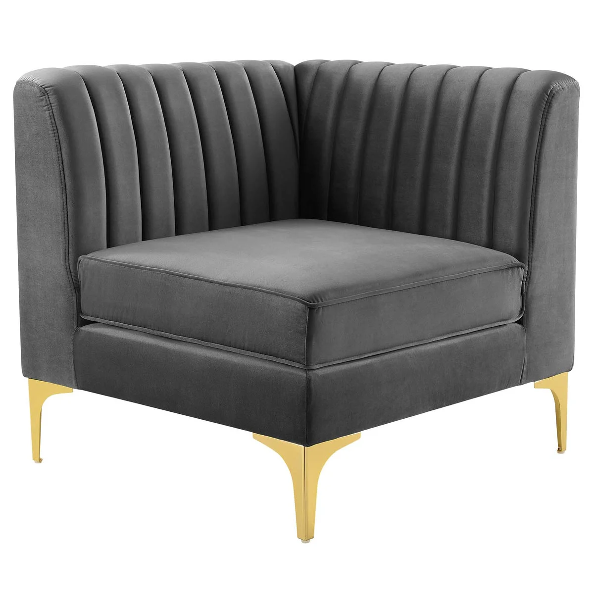 Modway Triumph Channel Tufted Performance Velvet Sectional Sofa Corner Chair