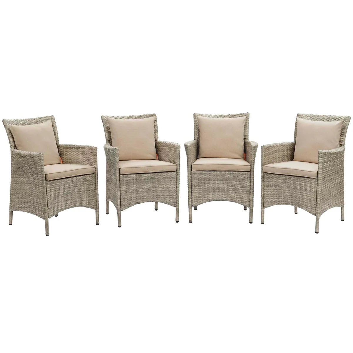 Modway Conduit Outdoor Patio Wicker Rattan Dining Armchair Set of 4