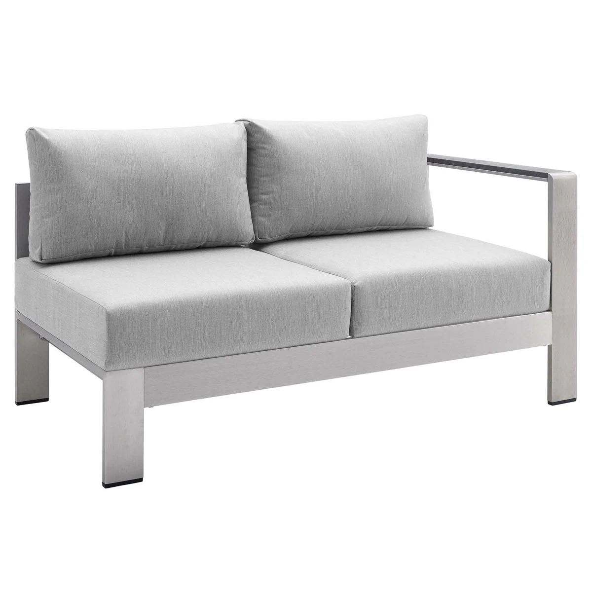 Modway Shore Sunbrella Fabric Aluminum Outdoor Patio Right-Arm Loveseat