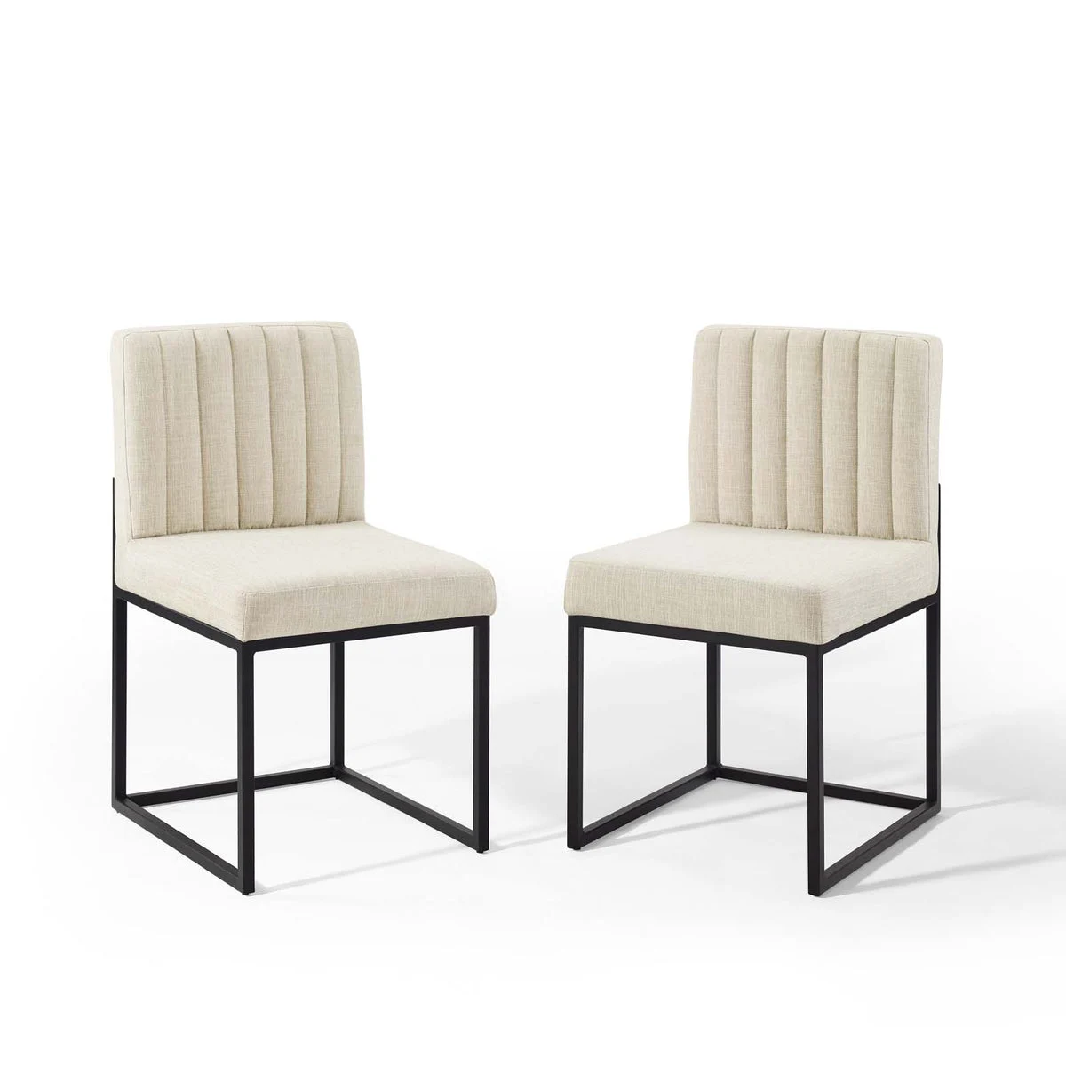 Modway Carriage Dining Chair Upholstered Fabric Set of 2