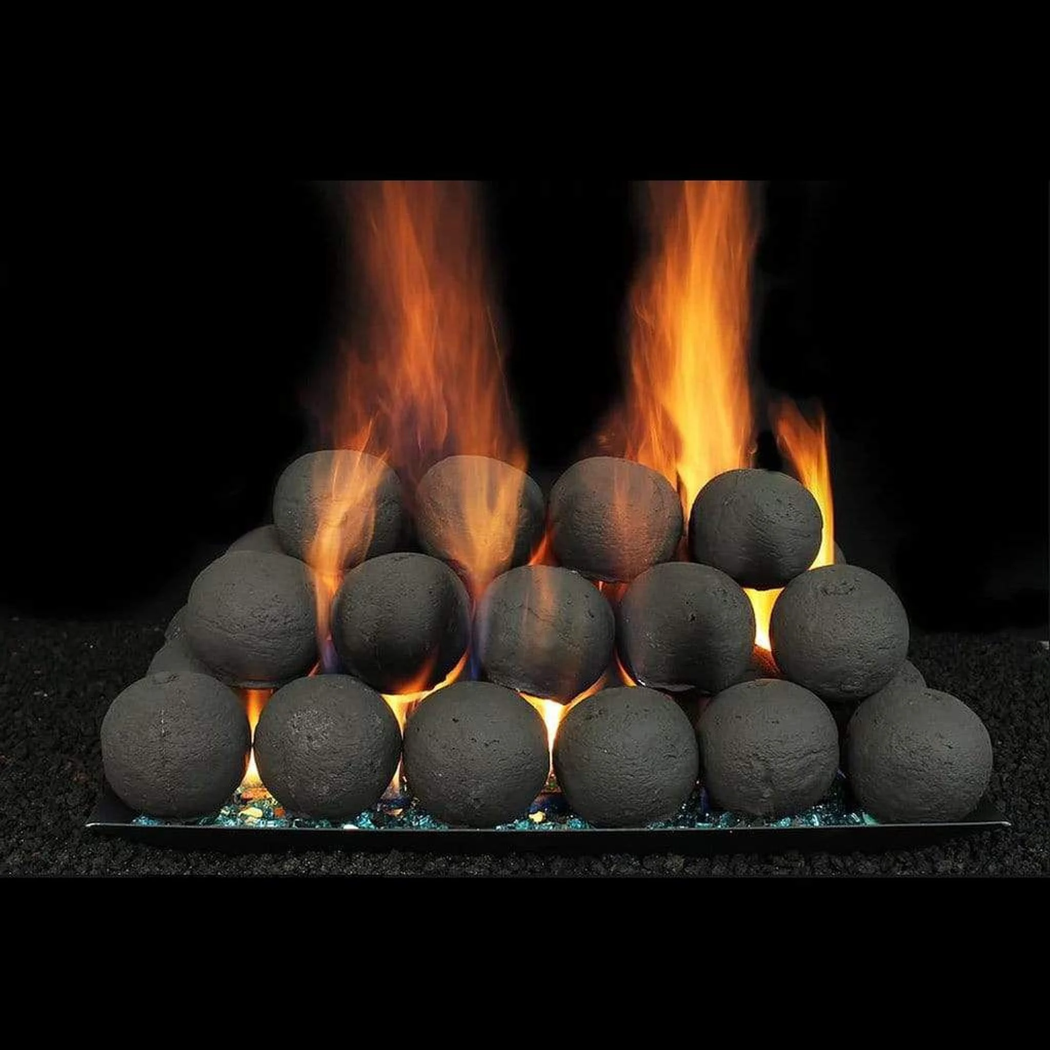 Hargrove 18" x 4" 20 Pieces Black Colonial Cannon Ball Set for Full Pan Burner