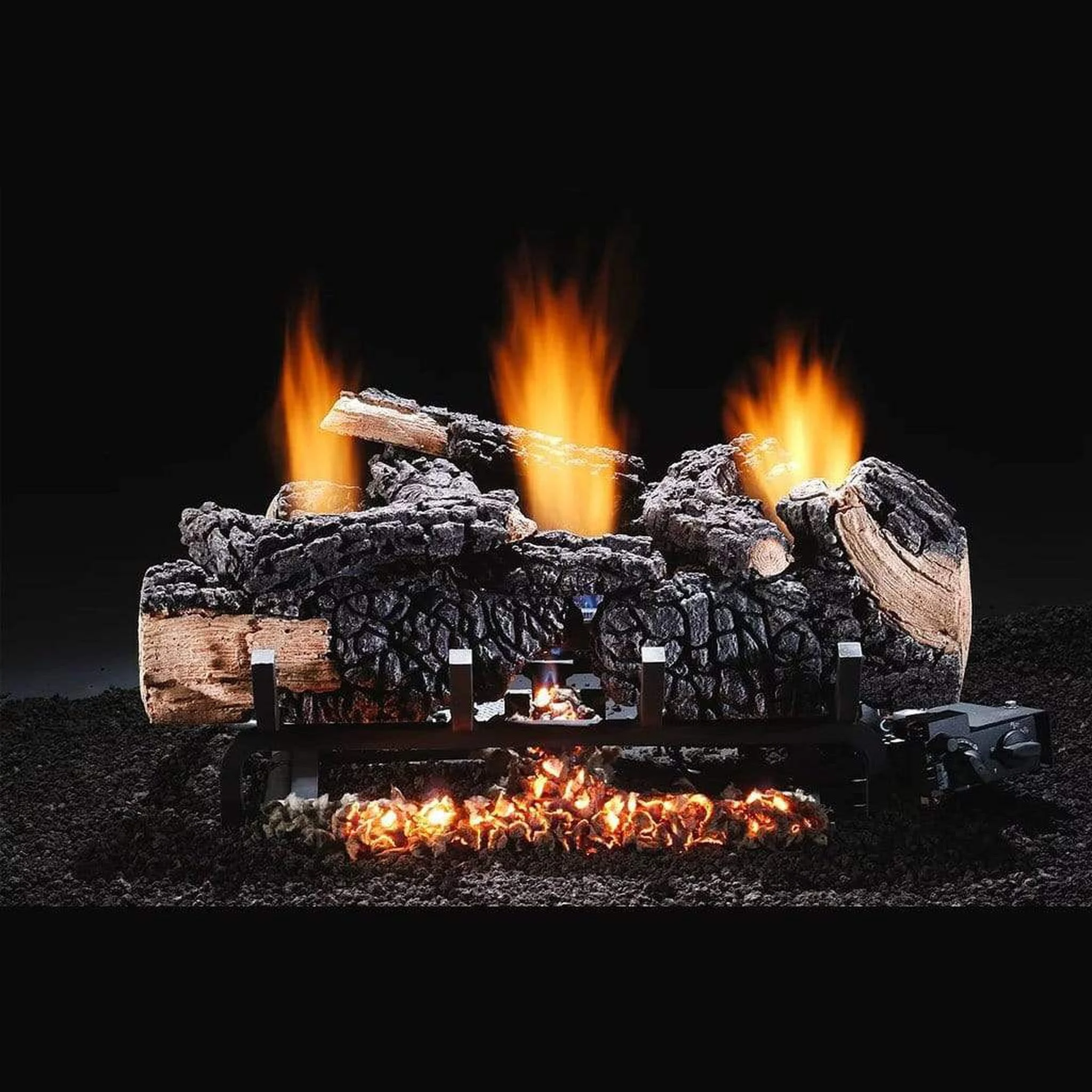 Hargrove 24" Cumberland Char Vent-Free Natural Gas Log Set With Millivolt Valve