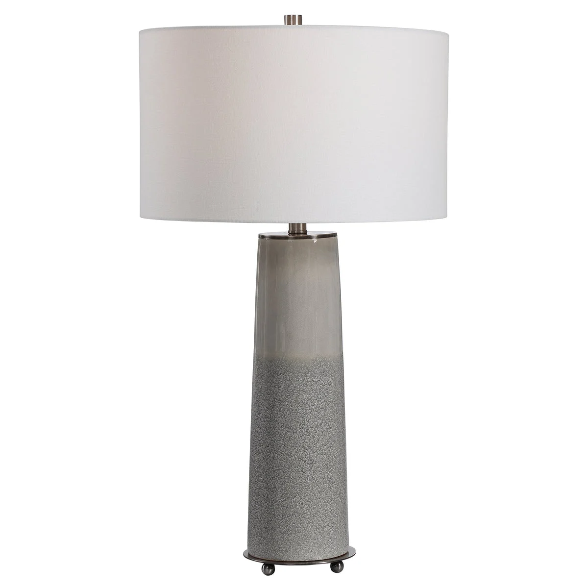 Uttermost Abdel Gray Glaze Table Lamp with Gloss & Textured Ceramic Finish, Drum Shade, 30.75"H