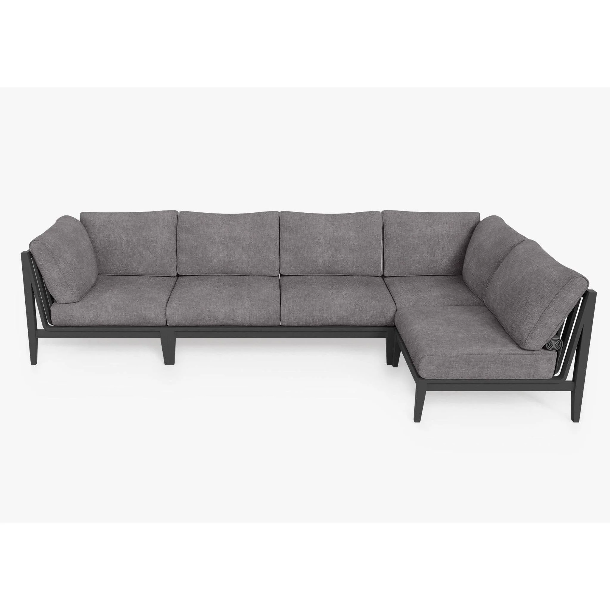 Live Outer 127" x 64" Charcoal Aluminum Outdoor L Shape Sectional 5-Seat With Dark Pebble Gray Cushion