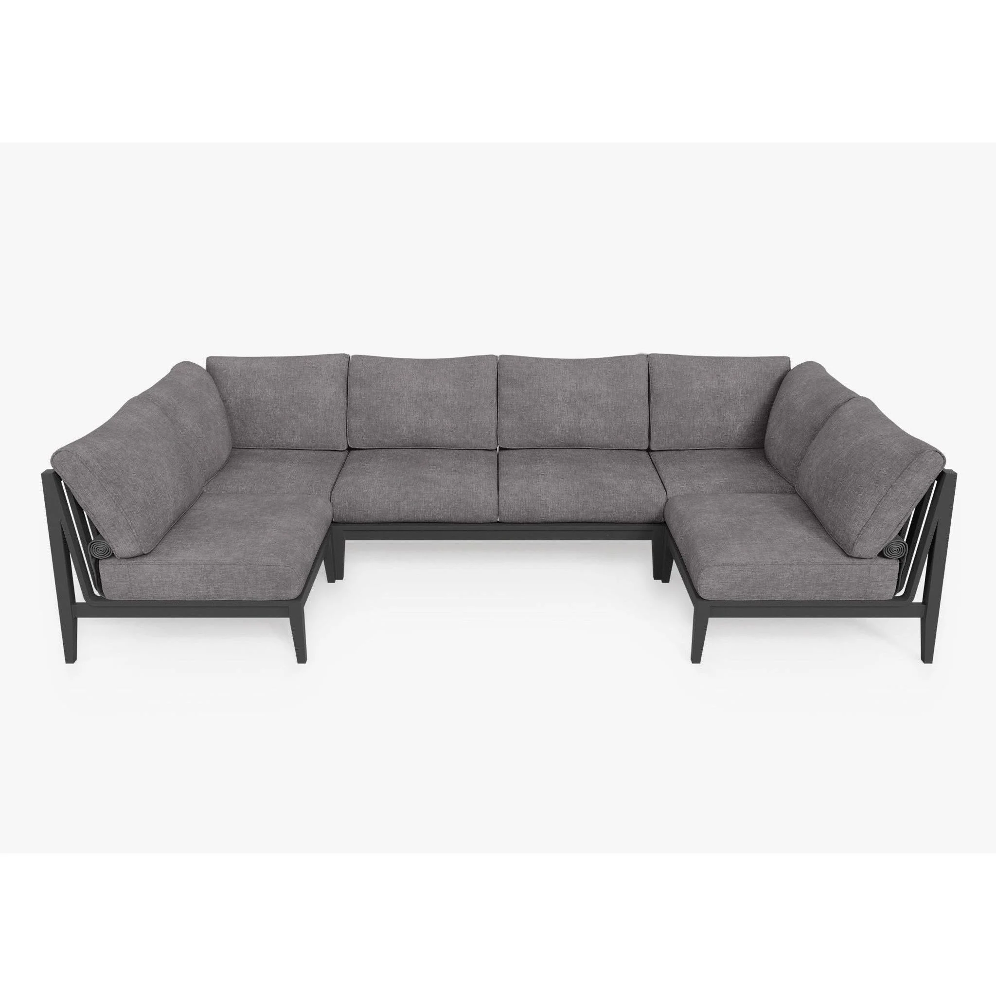 Live Outer 127" x 64" Charcoal Aluminum Outdoor U Sectional 6-Seat With Dark Pebble Gray Cushion