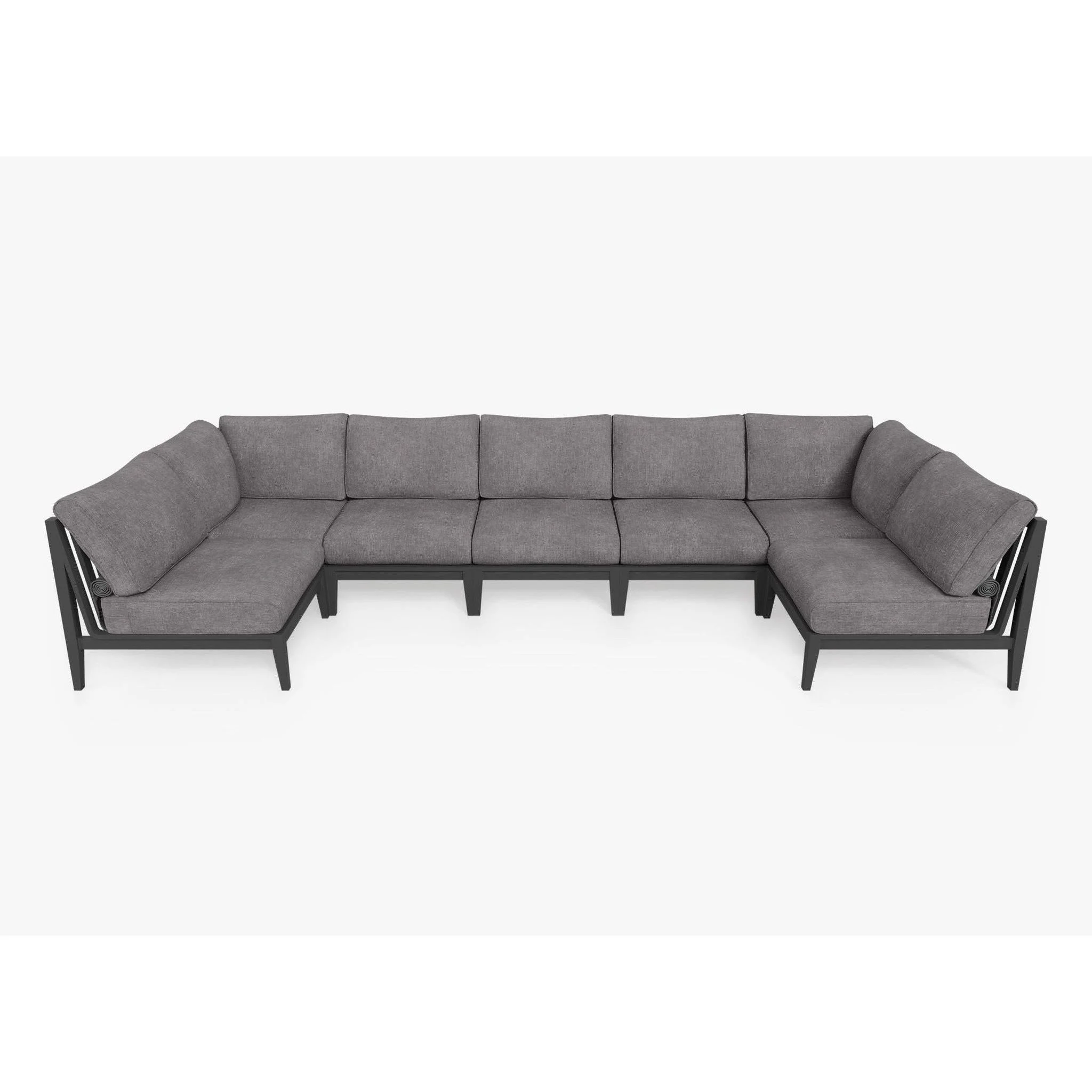 Live Outer 156" x 64" Charcoal Aluminum Outdoor U Sectional 7-Seat With Dark Pebble Gray Cushion