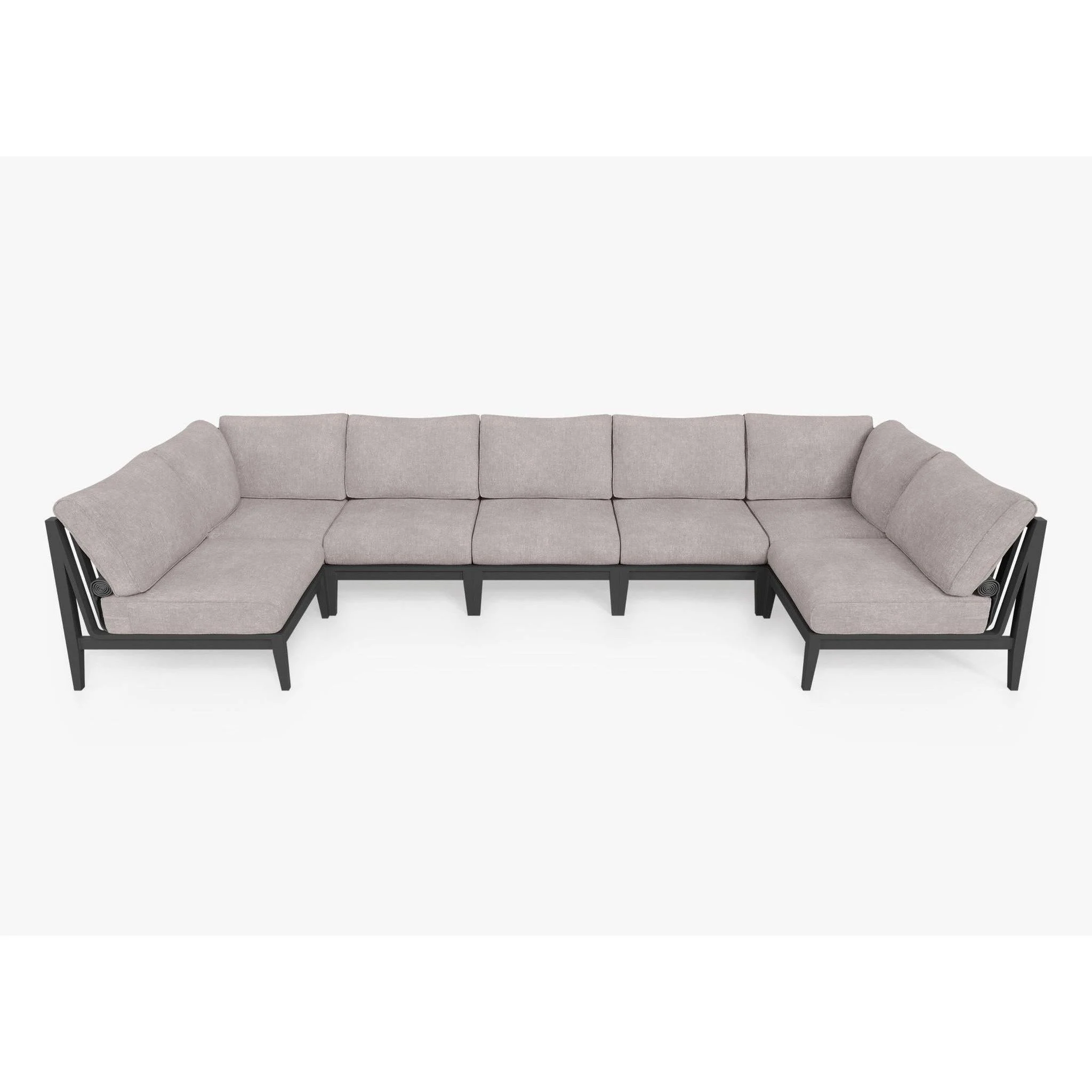 Live Outer 156" x 64" Charcoal Aluminum Outdoor U Sectional 7-Seat With Sandstone Gray Cushion