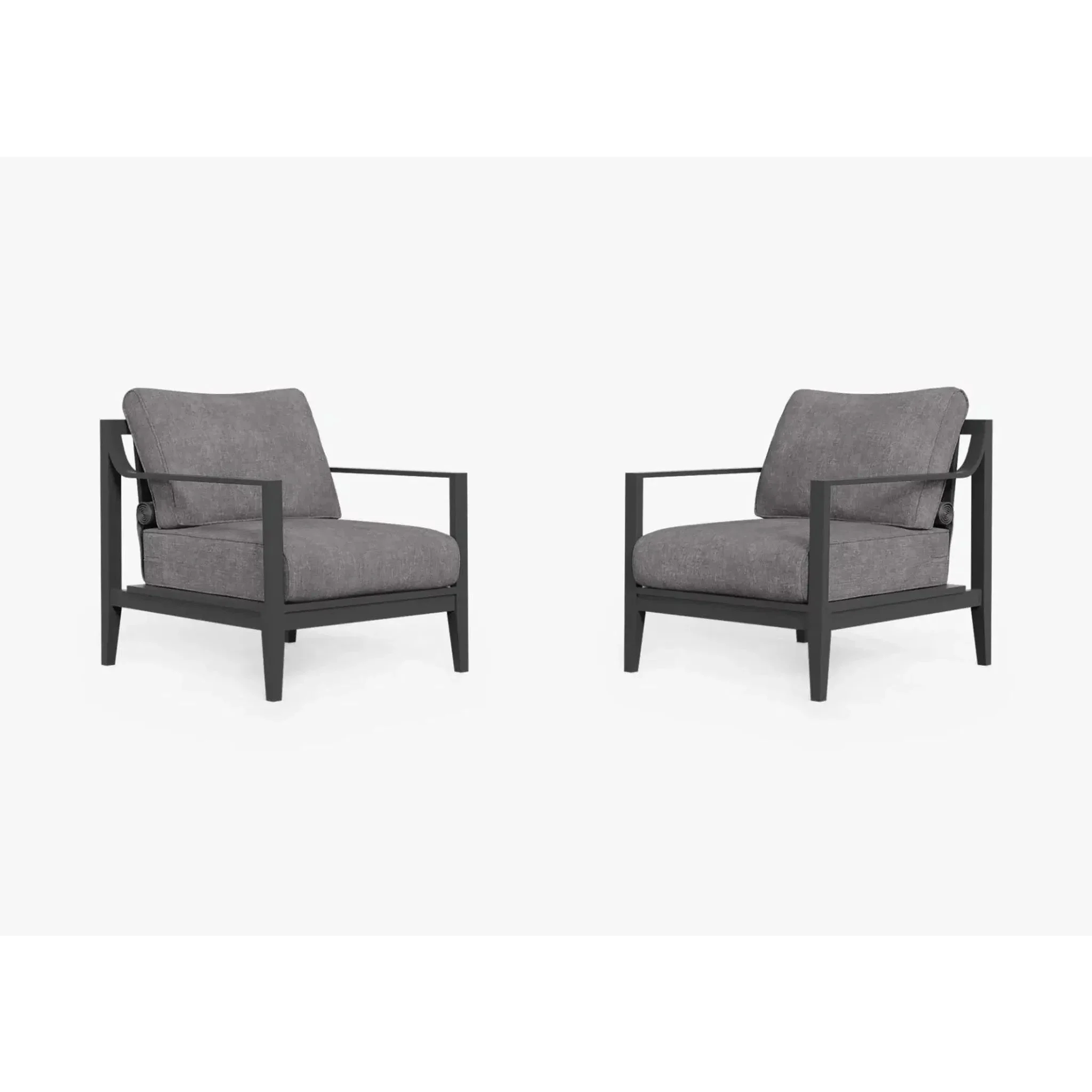 Live Outer 27" Charcoal Aluminum Outdoor Armchair Conversation Set With Dark Pebble Gray Cushion