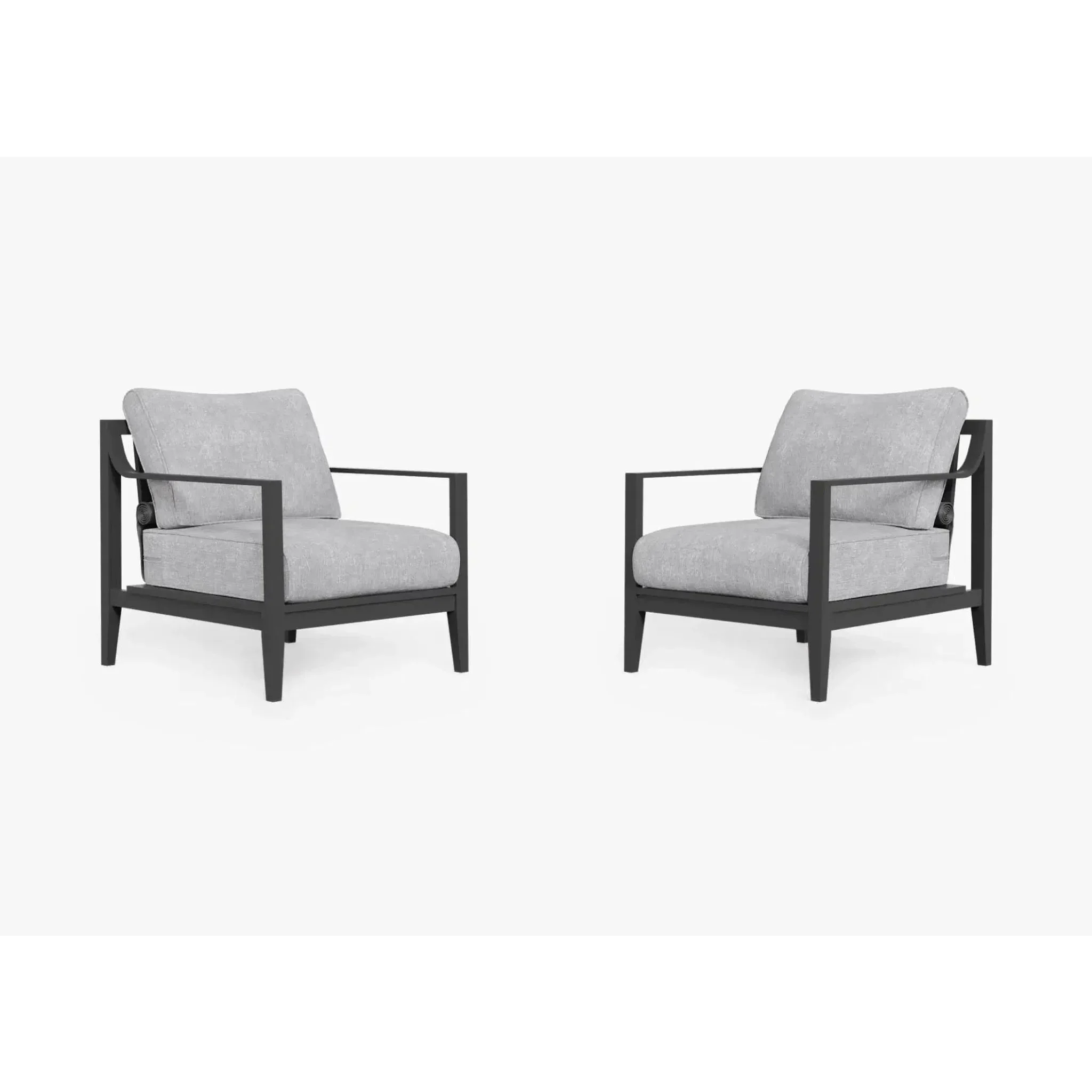Live Outer 27" Charcoal Aluminum Outdoor Armchair Conversation Set With Pacific Fog Gray Cushion