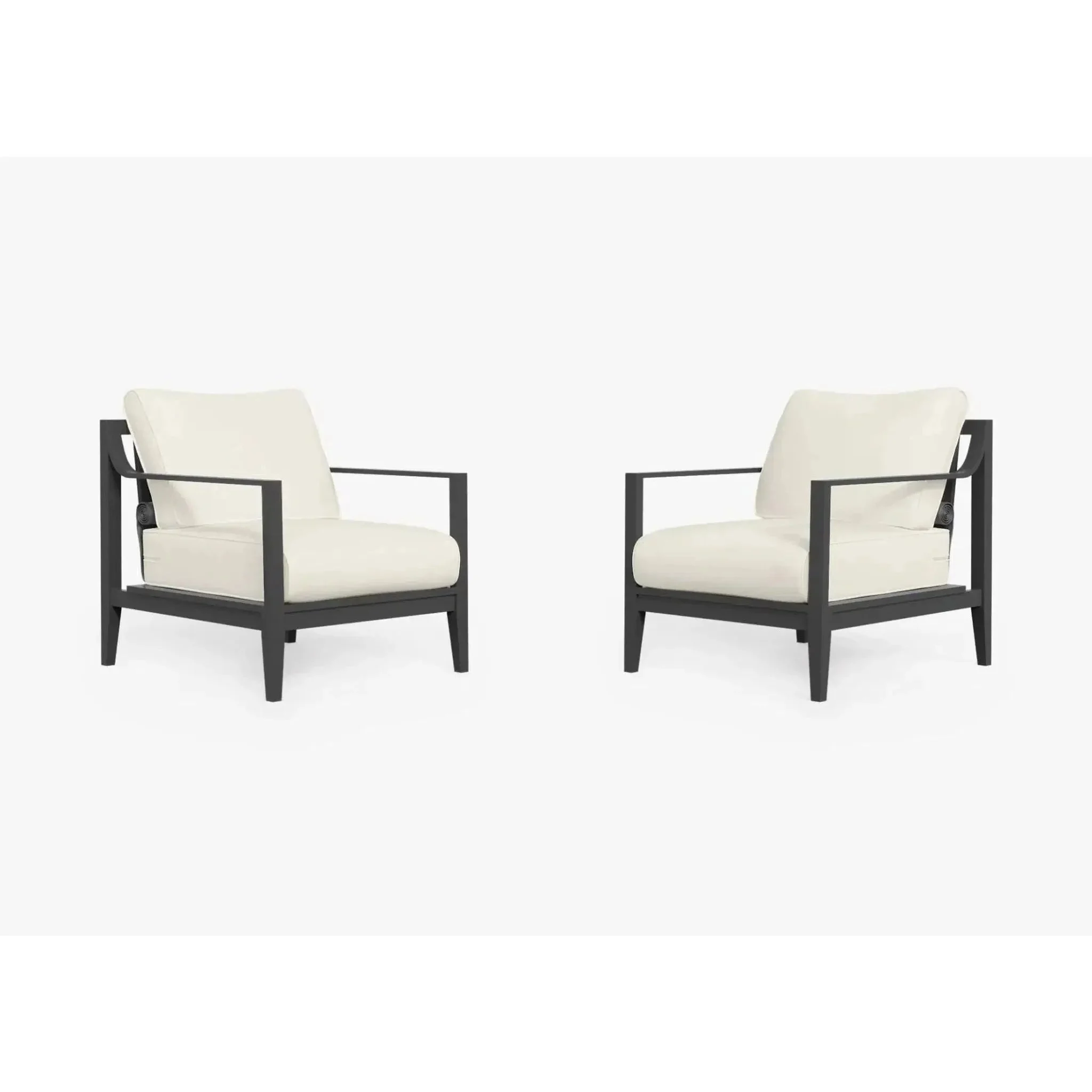 Live Outer 27" Charcoal Aluminum Outdoor Armchair Conversation Set With Palisades Cream Cushion