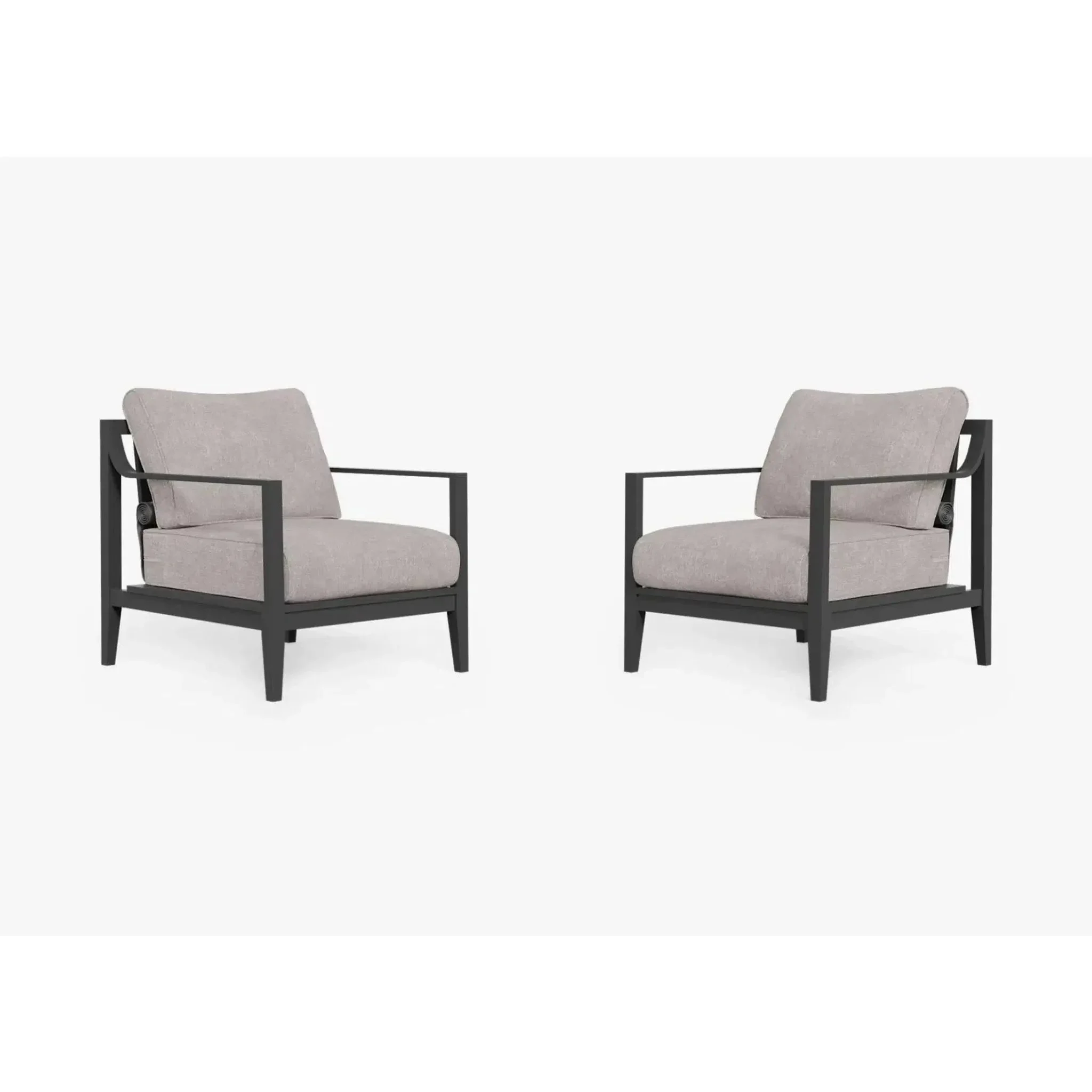 Live Outer 27" Charcoal Aluminum Outdoor Armchair Conversation Set With Sandstone Gray Cushion